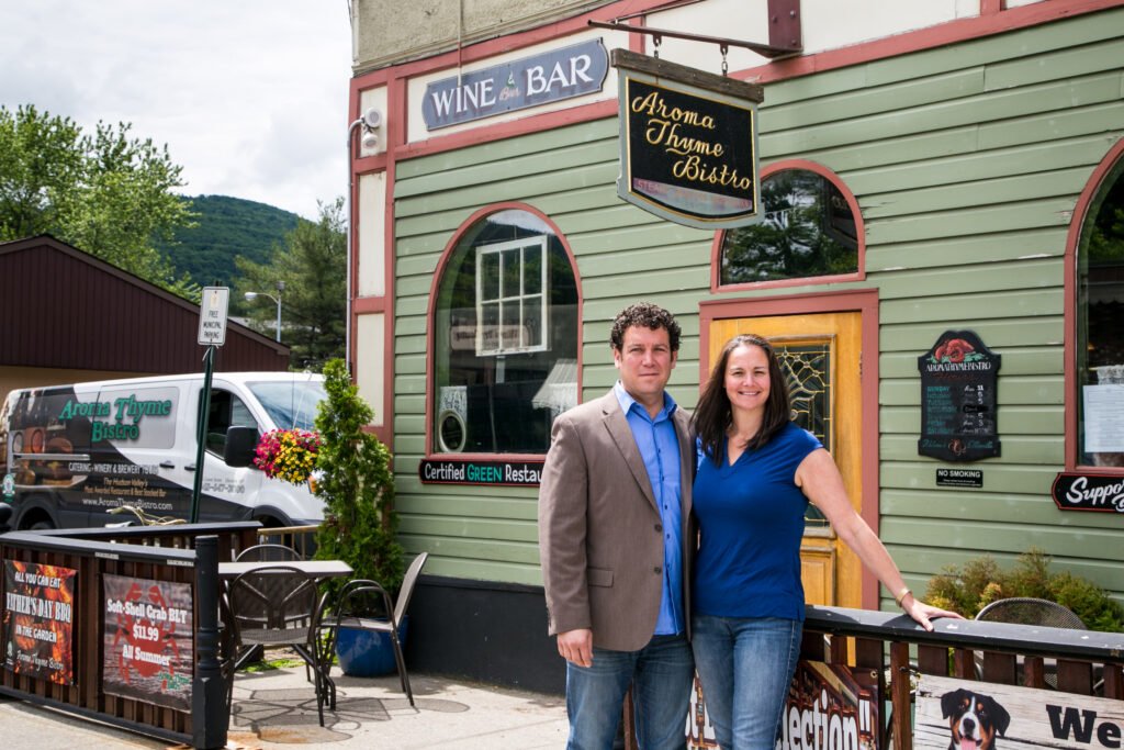 Marcus and Jamie outside Aroma Thyme Bistro