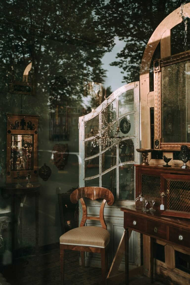 Illustrative antique furniture and mirrors, not Wurtsboro Antique Market