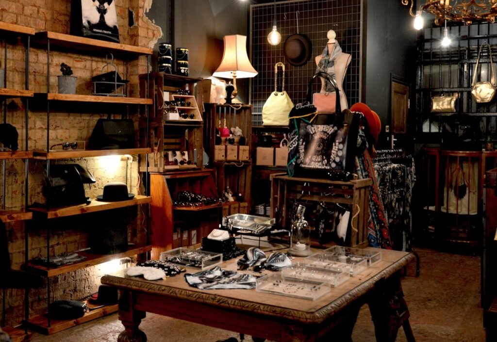 Illustrative assorted vintage objects displayed in a shop; not a specific Hudson Valley venue