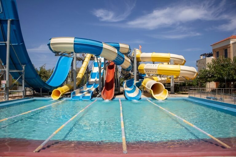 Illustrative colorful waterslides at a water park; not a specific Hudson Valley attraction